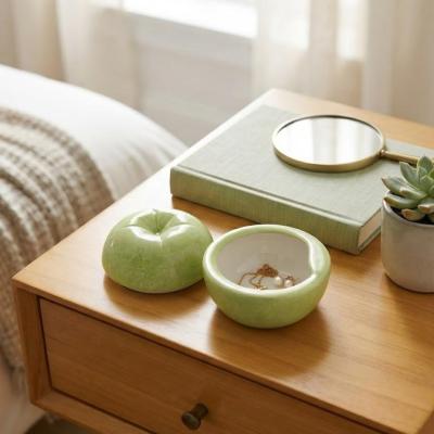 Ceramic Apple Trinket Box & Jewelry Dish